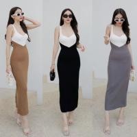 ราคา เดรสไหมพรมทูโทน เดรสสายเดี่ยวทูโทน (22782194844)