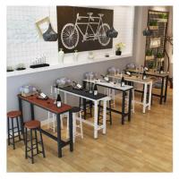 ราคา HL โต๊ะบาร์ทรงสูง โต๊ะบาร์ยาว เคาน์เตอร์บาร์ โต๊ะบาร์ไม้ทรงสูง เก้าอี้บาร์ โต๊ะ 180/160/140/120cm บาร์คาเฟ่ ขาเหล็กแข็งเ (40603693750)