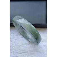 ราคา J54กำไลหยกพม่าเจไดท์ เนื้อแก้วกึ่งเทียน สีเขียวยขาวอมม่วงเทาอ่อน (14230719688)