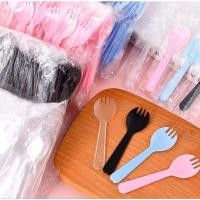 ราคา ช้อนพลาสติกช้อนปลายส้อม**(50ชิ้น)**สำหรับตักขนม พลาสติกเนื้อหนาคุณภาพดี ฟู้ดเกรดซีลแยกทุกชิ้นช้อนพลาสติกแบบใช้แล้วทิ้ง (14506262902)