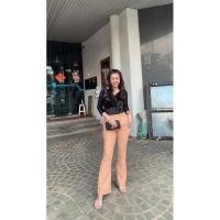 ราคา กางเกงขาม้าผ้าลูกฟูกสีครีมออกน้ำตาลอ่อน สินค้าใหม่ (24319352208)