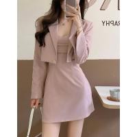 ราคา [NITTAYA] D2454 ชุดเซตเสื้อคลุมสูทคอปกแขนยาวเดรสสายเดี่ยวกระโปรง เรียบหรูดูแพง ใส่ออกงาน ทำงาน คาเฟ่ (29803539976)