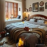 ราคา เตียงคู่ฝรั่งเศสเตียงไม้โบราณ1.81.5ฮาร์ปวินด์เซอร์แนวนอนสไตล์อเมริกันใหม่ไม้เนื้อแข็งย้อนยุคที่เรียบง่ายขนาดกลาง ZTFR (41073718521)