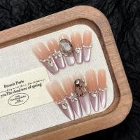 ราคา ทำมือ+กาวฟรี เล็บปลอมสีม่วงองุ่น ไล่ระดับสีตาแมว หัวใจ เพชร โฟโตอุปกรณ์ เล็บปลอมแบบติดเล็บ ใช้ซ้ำได้ (28082379398)
