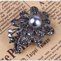 ราคา เข็มกลัดมุกสีดำประดับเพชรสีดำ เข็มกลัดมุกดำ เข็มกลัดราตรี (19465749676)