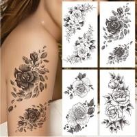 ราคา สมจริงดอกกุหลาบสีดํารอยสักชั่วคราวปลอมกันน้ํา Tattoo Body Art แขนขาดอกไม้ Peony Blousm สติ๊กเกอร์รอยสักแต่งหน้า (29429424147)