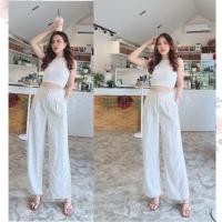 ราคา กางเกงผ้าลินิน กางเกงขายาว ฟรีไซส์ กางเกงเอวสูง ผ้าเนื้อดีเนื้อนิ่ม ซิบหน้า สม๊อคเอวด้านหลังเข้าทรงสวย (21206132857)