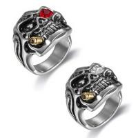 ราคา แหวนเหล็กไทเทเนียมสำหรับผู้ชาย ออกแบบสไตล์กะโหลก ตัวเรือนสีทอง พร้อมท่อสีขาว (43275674049)