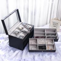 ราคา กล่องนาฬิกา กล่องเก็บนาฬิกาข้อมือ ฝากระจก กล่องใส่เครื่องประดับ Leather Watch Box (20394839201)