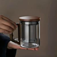 ราคา 400ml Walnut Wooden Handle Glass Tea Cup With Tea Infuser Filter Flower Tea Water Separation Scented Tea Mug Drinkware (26810912012)