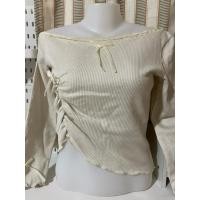 ราคา เสื้อไหมพรมปาดไหล่ผ้าร่อง ย่นข้าง งานญี่ปุ่น (42615092164)