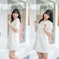 ราคา มือ 2 ใส่ 1 ครั้ง เดรสคอปกทหารเรือลายดอกสีพาสเทล มีกระเป๋าข้าง กระดุมใช้งานได้จริง Nanny (24477635636)