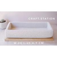 ราคา กระถางอิฐมวลเบา ทรงถาดสี่เหลี่ยม ขนาด 20x40 cm กระถางจัดสวนถาด กระถางบอนไซ สวนถาด มินิมอล (11966724422)