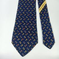 ราคา เนคไท มือสอง Salvatore Ferragamo Men's Silk Tie Cufflinks Print Design Blue Made in Italy (27090473807)