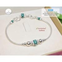 ราคา สร้อยข้อมือเงินแท้สุโขทัย สุโขทัยแท้ ลายเปียคั่นเม็ดปะคำเล่นลายดอกพิกุล-ลงยาสีเขียว หนัก 2 สลึงตัน (26921961467)