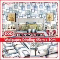 ราคา 10 BEDROOM WALLPAPER LIVING ROOM WALLPAPER 3D BLUE SQUARE WALLPAPER (26293220184)
