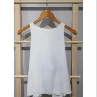 ราคา ส่งต่อ เสื้อแขนกุดทรงปล่อย สีขาว ด้านหลังเว้า มีโบว์ผูกสีดำ งานป้าย Zara แท้ Size L (3516385305)
