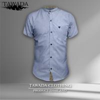 ราคา เสื้อเชิ้ตสีฟ้าท็อปดายคอจีนแขนสั้นทรง Slimfit ผ้า Oxford Cotton100% แบรนด์ TAWADA รุ่น T018-MCS (18424719663)