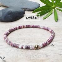 ราคา สร้อยข้อมือหิน " เลพิโดไลต์ " แท้ 100% กำไลหินนำโชค ขนาด 4mm ทรงลูกปัดโบราณ (16325421638)