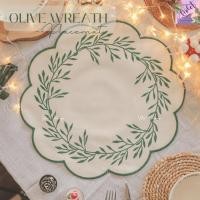 ราคา Violet Flamingo Olive Wreath Placemat | ผ้ารองจานลายพวงมะกอกทรงกลม 38 ซม. ผ้าสีขาวลายดอกสีเขียวเช้ม (42625028181)