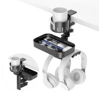 ราคา ที่วางแก้ว 3 in 1 สำหรับโต๊ะ - แขวนหูฟังหมุนได้พร้อมที่วางแก้ว - อุปกรณ์จัดระเบียบโต๊ะแบบคลิปยึดที่ถือหูฟัง แก้ว โทรศัพท์มือถือ และปากกา (สีดำ) (42162756433)