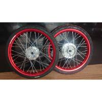 ราคา ชุดล้อแดง ขอบ 1.40x17 ใส่ W110i LED รุ่นไมล์ดิจิตอล ดุมกระจกเงา พร้อมยางนอกลายไฟ+ยางใน (41761976896)