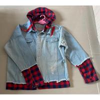 ราคา เสื้อแจ็คเก็ตยีนส์มีฮูดแต่งลายสก็อต (25189211538)