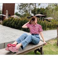 ราคา ชุดเซ็ทกางเกงยีนส์ขายาว ลายสก๊อตสีแดง งานป้าย Bellita (24903181707)