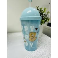 ราคา แก้วน้ำพลาสติกแบบมีฝาโดมและหลอด ลายการ์ตูนหมีน่ารัก (Moshi Moshi) (42915344894)