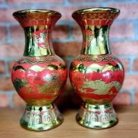 ราคา แจกัน ดอกไม้ งานกระเบื้อง เซรามิคจีน สีแดงลาย เขียนทอง ใส่ดอกไม้ ของตกแต่ง มงคล ลายมังกร พร้อมส่ง (13223628412)