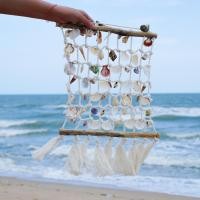 ราคา โมบายเปลือกหอย มาคราเม่แขวนผนัง โมบาย เปลือกหอย ตาข่าย แขวนผนัง ตกแต่งห้อง Macrame DIY Handmade (28630318275)