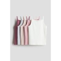 ราคา H&M(เอชแอนด์เอ็ม) ชุดเสื้อกล้าม Jersey 5 ตัวแพ็ค เด็กผู้หญิง 750623_15 (43156748579)