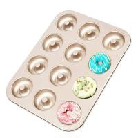 ราคา ถาดอบขนม ถาดอบโดนัท พิมพ์อบขนมโดนัท พิมพ์ขนมโดนัทกลม เคลือบสีทองแบบ 12 หลุม Non-stick (20334324125)