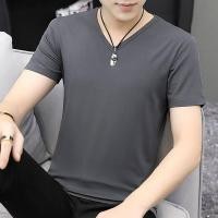 ราคา T-SHIRT เสื้อยืด คอวี แขนสั้น สีพื้น ผ้าCotton100%(สีเทาเข้ม) (4267652098)