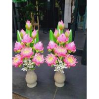 ราคา แจกันดอกบัว ดอกบัวประดิษฐ์ ดอกบัวดินปั้น แจกันเคลือบมุก (ราคา/ชิ้น) (18370141344)