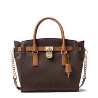 ราคา (Used) ของแท้ % Michael Kors Hamilton Large Satchel Leather Handbag (4115824314)