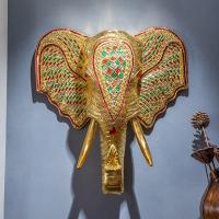ราคา หัวช้างติดผนัง หัวช้างแกะสลักปิดทองเดินเส้นติดกระจก หัวช้างตกแต่งบ้าน หัวช้างไทยแกะสลักต้นสัก ขนาด (26730573261)