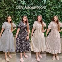 ราคา พร้อมส่งเดรสยาวแต่งไขว้หน้าแขนตุ๊กตา ลายดอกไม้สวยๆ มีเชือกผูกเอวให้ ใส่เที่ยวใส่ออกงานได้นะคะ (27052062396)