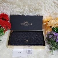 ราคา มือ1#Coach แท้100% กระเป๋าตังค์ใบยาว 3 พับ สีดำกลิสเตอร์ Box Set สวยมากคุ้ม (6107425057)