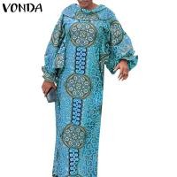 ราคา Vonda ชุดเดรสแขนยาวพิมพ์ลายแขนยาวลําลองแฟชั่นสไตล์วินเทจสําหรับผู้หญิง (28319578593)