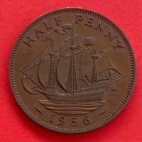 ราคา เหรียญอังกฤษ United Kingdom ½ penny ปี 1956 เหรียญ​ต่างประเทศ (22265749477)