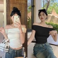 ราคา พร้อมส่งกาง เสื้อปาดไหล่ สีขาวรัดรูปแบบสั้นเสื้อเปิดหลัง เสื้อครอป โชว์ สะดือเซ็กซี่สาวฮอต (27470952704)