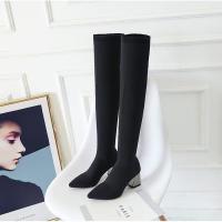 ราคา (พร้อมส่ง) รองเท้าบูท ส้นสูงสีดำ แบบยาว (1502111437)