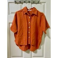 ราคา MANGO เสื้อเชิ้ตแขนสั้น สีส้มอิฐ (26357394616)