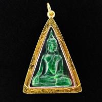 ราคา พระหยกแท้ A-Grade หยก Fei Cui [กรอบทองแท้ หยกแท้พม่า พร้อมใบเซอร์GIT ปลุกเสก] (27159356820)