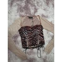 ราคา เสื้อแขนยาวซีทรู​ลายเสื้อสีชมพู งานป้าย Nicha มือ1 ป้ายห้อย (11164448274)