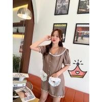ราคา จั๊มสูทขาสั้น สีน้ำตาล ป้าย Thanaporn size M-L (26762024583)