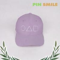 ราคา หมวกพาสเทล [สีม่วง Lavendor] ปักลายทรงเรขาคณิต Squid Game หมวกแก๊ป Pastel Cap (10260587880)