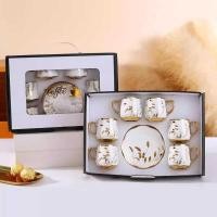 ราคา ถ้วยกาแฟเซรามิคยุโรปถ้วยเซรามิคเคลือบทองถ้วยกาแฟตุรกี 6 ถ้วย 6 จานรองชุดกล่องของขวัญ (42375081741)