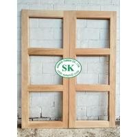 ราคา SK0040 ประตูไม้ บานคู่ใหญ่พร้อมกระจก3ช่องและวงกบเข้าชุด (12497694562)
